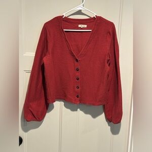 Madewell Bubble Sleeve Cardigan 100% Cotton